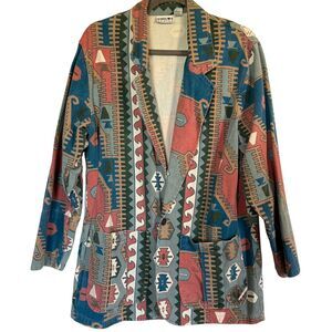 Vintage Chico’s Design Aztec Blazer - 100% Cotton, Made in Turkey